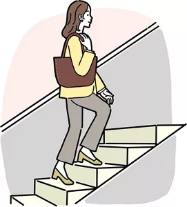 階段を上っている女性のイラストイメージ